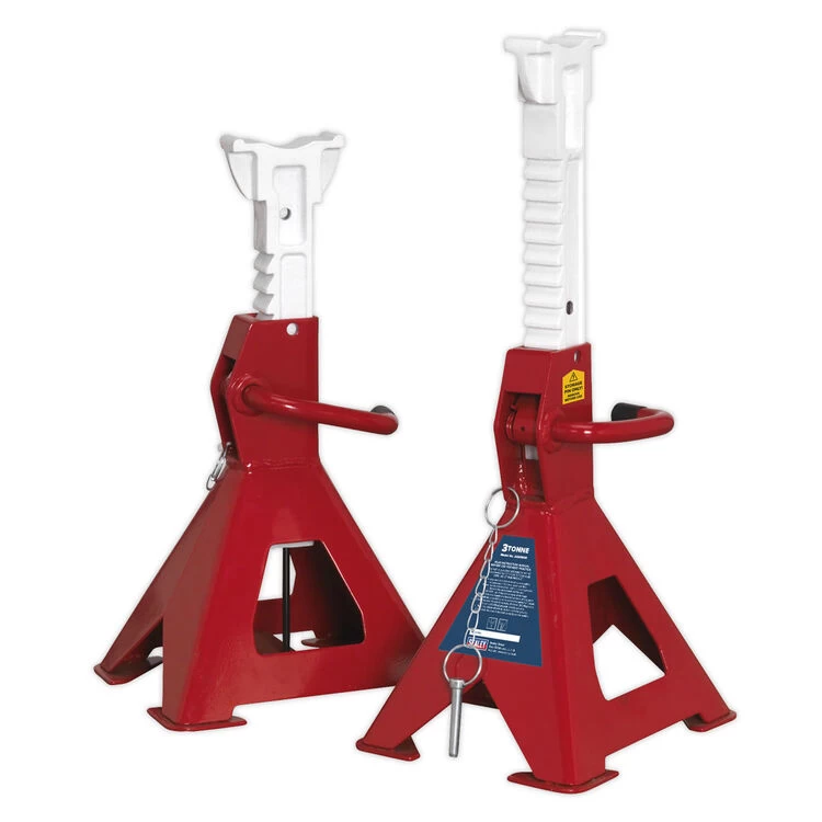 Sealey AAS3000 Axle Stands (Pair) 3tonne Capacity Per Stand Auto Rise Ratchet