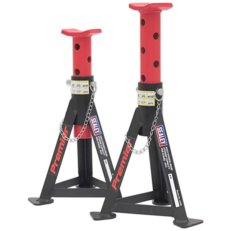 Sealey AS3R Axle Stands (Pair) 3tonne Capacity Per Stand - Red