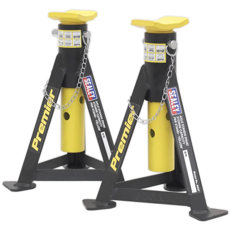 Sealey AS3Y Axle Stands (Pair) 3tonne Capacity Per Stand Yellow - Image 2