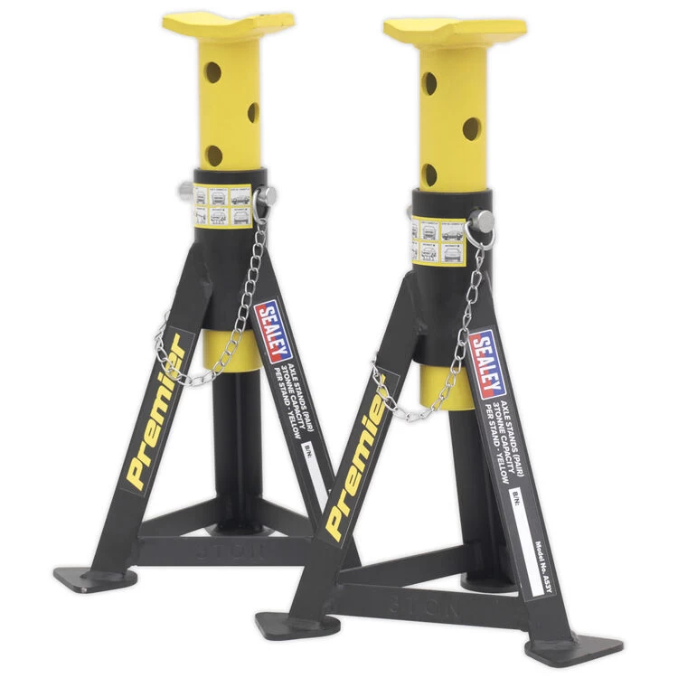 Sealey AS3Y Axle Stands (Pair) 3tonne Capacity Per Stand Yellow - Image 3