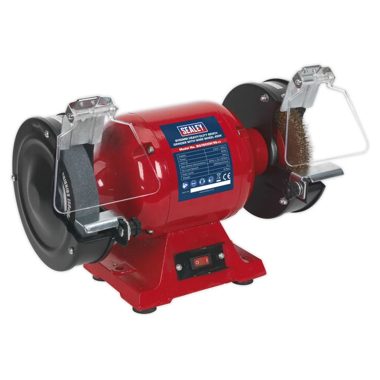 Sealey BG150XW/99 Bench Grinder ∅150mm With Wire Wheel 450W/230V Heavy-Duty