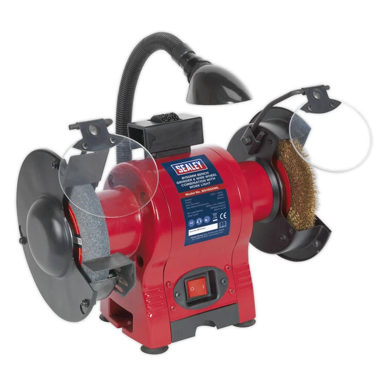 Sealey BG150XWL Bench Grinder ∅150mm & Wire Wheel Combination With Work Light 250W/230V